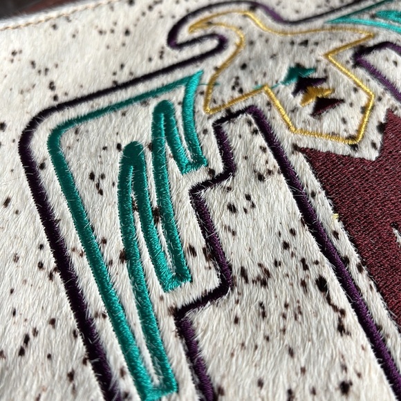 Justin Hair On Hide Thunderbird Embroidered slim shoulder bag,crossbody,Western - Picture 2 of 8